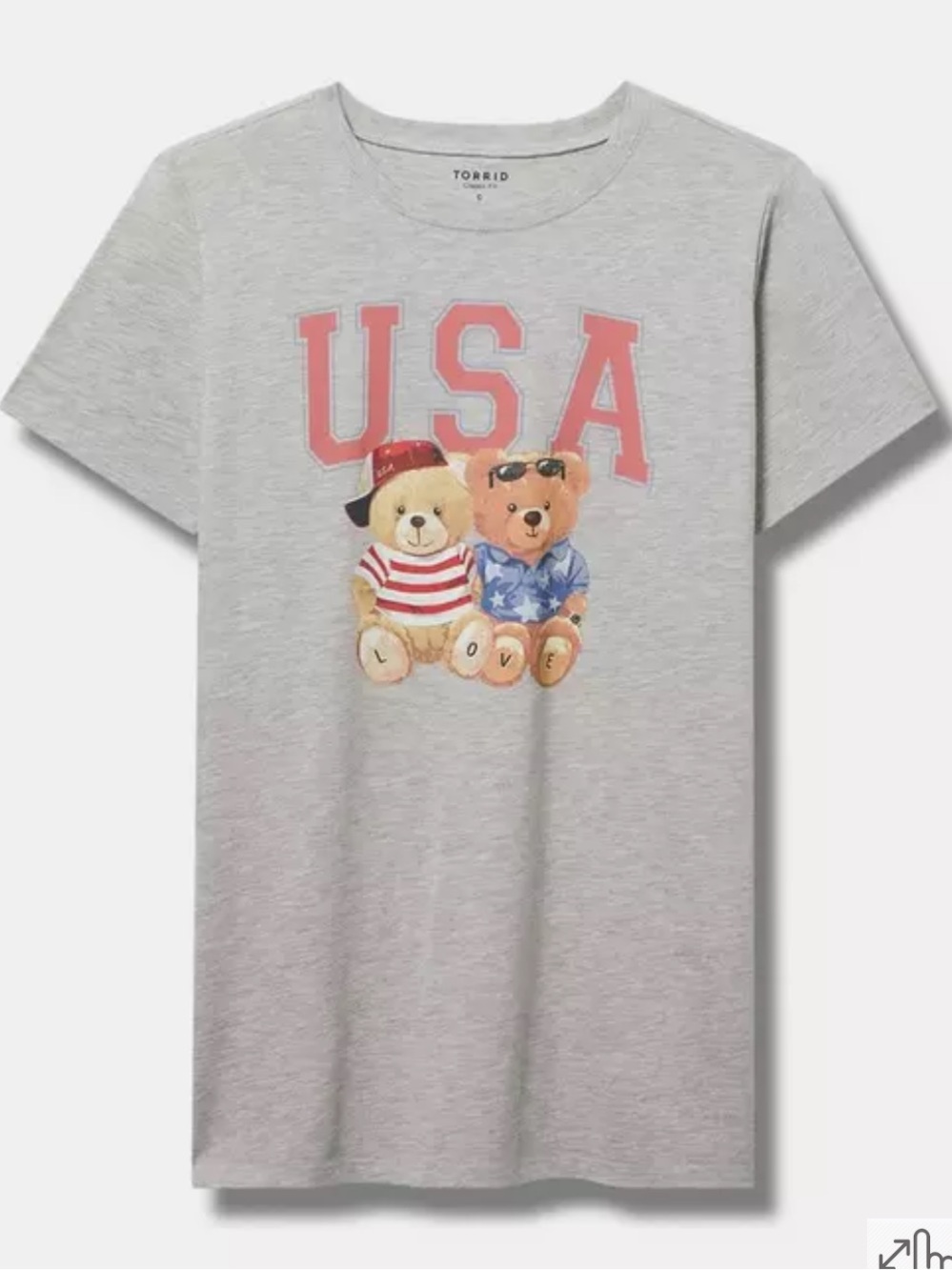 NWT Torrid USA Bear Classic Cotton Jersey Crew Tee size 2X